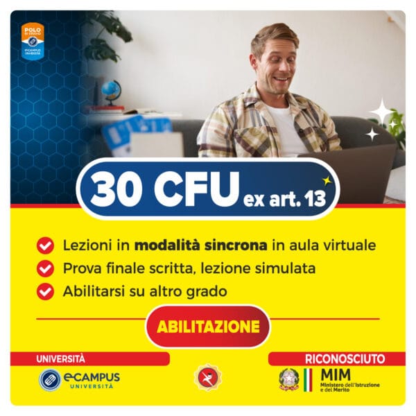 Percorso 30 CFU ex art. 13 eCampus per l'abilitazione dei docenti