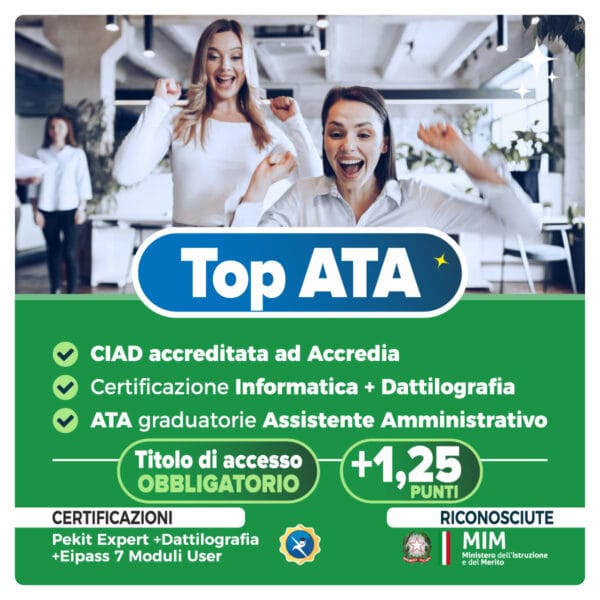 TOP ATA con CIAD Pekit Expert, certificazione informatica e dattilografia