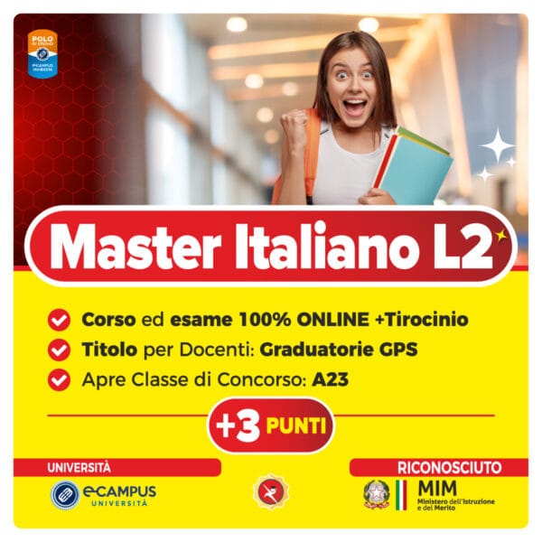 Master Italiano L2 eCampus per l'insegnamento dell'italiano agli stranieri